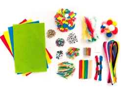 Boite creative mixte folia yeux mobiles feutrines mousses pompons perles coloris assortis plus de 1300
