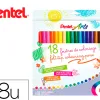 Boite de 18 feutres de coloriage pental encre ultra lavable pointe moyenne 3,9mm