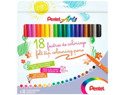 Boite de 18 feutres de coloriage pental encre ultra lavable pointe moyenne 3,9mm