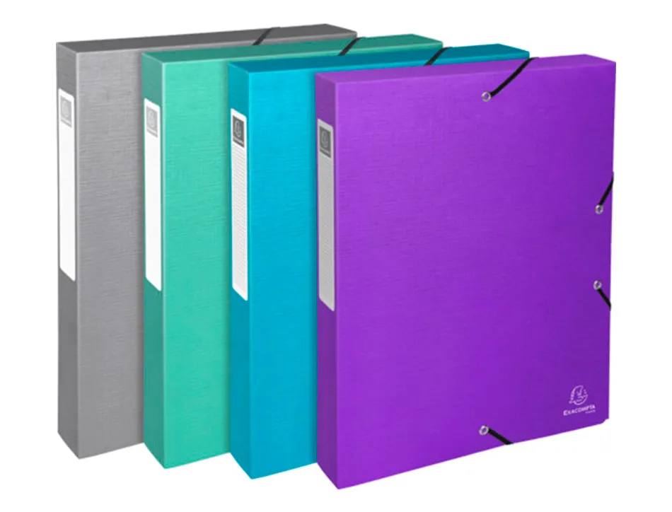Boite de classement exabox carte enduite teksto dos 40mm assortiment