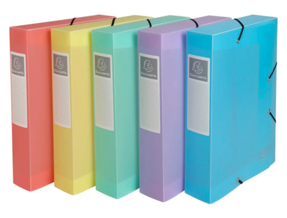 Boite de classement exacompta gamme chromaline pastel polypropylene a4 240x320mm dos 60mm.