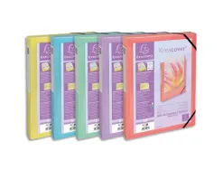 Boite de classement kreacover polypropylene transparent a4 250x330mm dos 40mm assortiment pastel