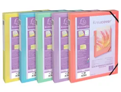 Boite de classement kreacover polypropylene transparent a4 250x330mm dos 40mm assortiment pastel