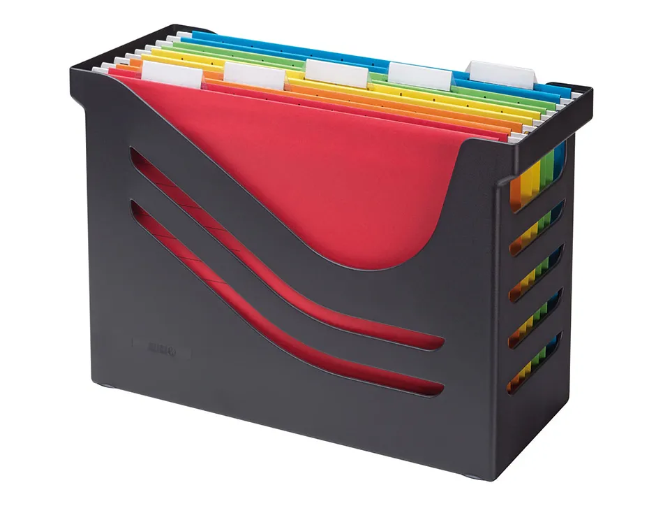 Boite dossiers suspendus tarifold re-solution a4 plastique avec 5 dossiers coloris noir