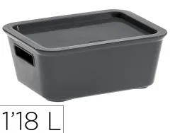 Boite multirangement cep bella pp couvercle et poignees contenance 1,18l coloris gris