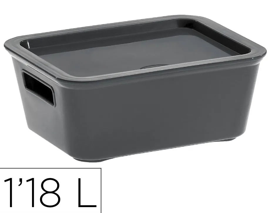 Boite multirangement cep bella pp couvercle et poignees contenance 1,18l coloris gris