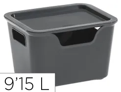 Boite multirangement cep bella pp couvercle et poignees contenance 9,15l coloris gris