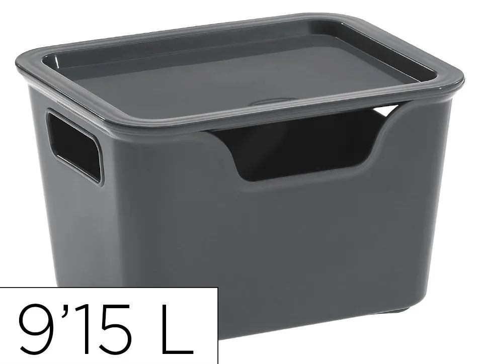 Boite multirangement cep bella pp couvercle et poignees contenance 9,15l coloris gris