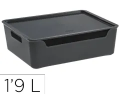 Boite multirangement cep bella pp couvercle et poignees contenance 1,9l coloris gris