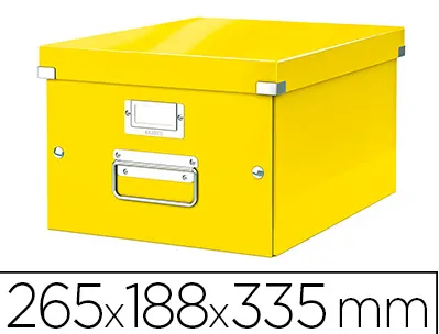 Boite rangement leitz clickandstore wow carton lamine brillant a4 265x188x335mm porte-etiquette coloris jaune
