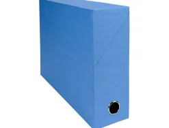 Boite transfert exacompta iderama carton recouvert papier toile 15/10e 25x33cm dos 90mm oeillet prehension bleu clair