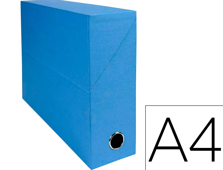 Boite transfert exacompta iderama carton recouvert papier toile 15/10e 25x33cm dos 90mm oeillet prehension bleu clair