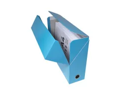 Boite transfert exacompta iderama carton pellicule 15/10e a4 25x33cm dos 90mm oeillet prehension turquoise
