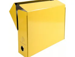 Boite transfert exacompta iderama carton recouvert papier toile 15/10e a4 25x33cm dos 90mm oeillet jaune