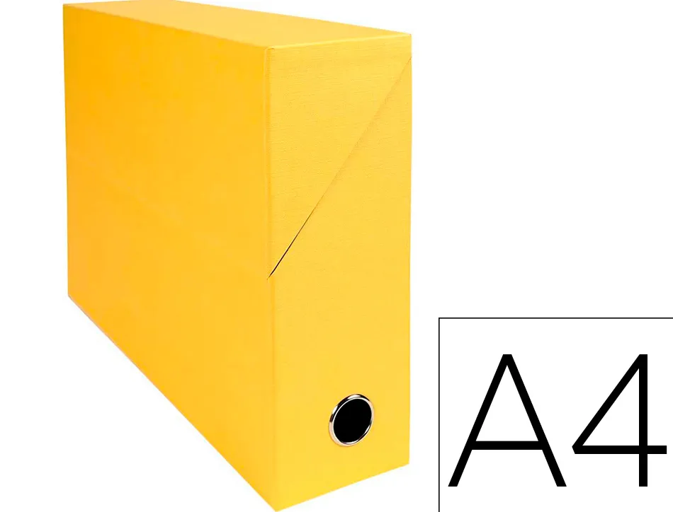 Boite transfert exacompta iderama carton recouvert papier toile 15/10e a4 25x33cm dos 90mm oeillet jaune
