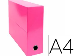 Boite transfert exacompta iderama carton recouvert 15/10e 25x33cm dos 90mm rose