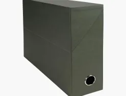 Boite transfert exacompta natural carton toile 14/10e 25x33cm dos 90mm oeillet prehension vert