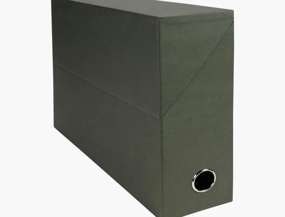 Boite transfert exacompta natural carton toile 14/10e 25x33cm dos 90mm oeillet prehension vert