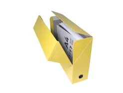 Boite transfert exacompta iderama carton recouvert 15/10e 25x33cm dos 90mm jaune