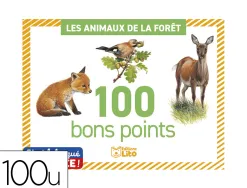 Bon points editions lito les animaux de la foret texte pedagogique verso 61x82mm boite 100 unites