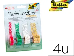 Bordure en papier autocollant folia christmas longueur 1m 4 rouleaux