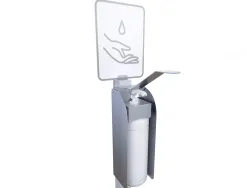 Borne de desinfection hps avec distributeur de gel hydroalcoolique acier corps abs coloris blanc