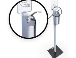 Borne de desinfection hps avec distributeur de gel hydroalcoolique acier corps abs coloris blanc