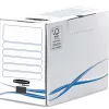 Boîte archives bankers box basique carton blanc bleu dos 20 cm montage manuel