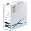 Boîte archives basique bankers box dos 8 cm carton blanc bleu montage manuel