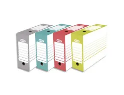 Boîte archives elba carton 466x440mm dos 100mm système montage automatique coloris gris