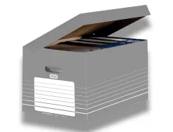 Boîte archives elba carton rigide 870x775mm système montage automatique ouverture dessus pour 4/5 boîtes dos 80/100mm