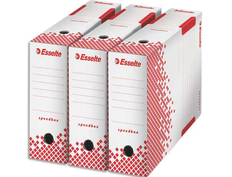 Boîte archives esselte speedbox carton recyclable 350x250mm fond automatique dos 100mm