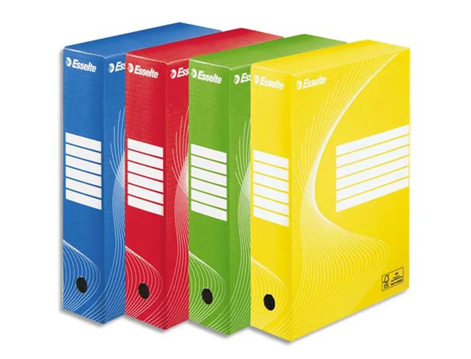 Boîte archives esselte standard carton ondulé recyclable a4 245x345mm dos 150mm assemblage manuel facil coloris blanc