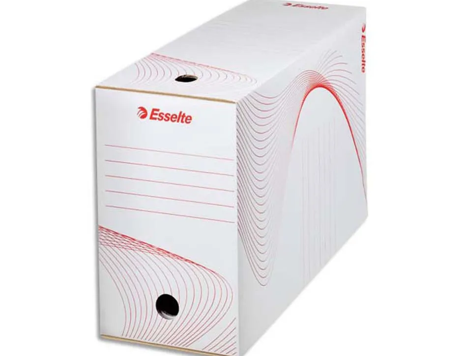 Boîte archives esselte standard carton ondulé recyclable a4 245x345mm dos 150mm assemblage manuel facil coloris blanc