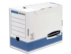 Boîte archives fellowes bankers box carton recyclé 25x33cm dos 10cm coloris gris/blanc lot 10 unités