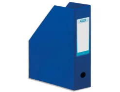 Boîte classement elba pan coupé pvc 320x240mm dos 100mm trou préhension porte-étiquette soudé livré plat coloris bleu