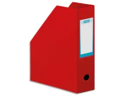 Boîte classement elba pan coupé pvc 320x240mm dos 100mm trou préhension porte-étiquette soudé livré plat coloris rouge