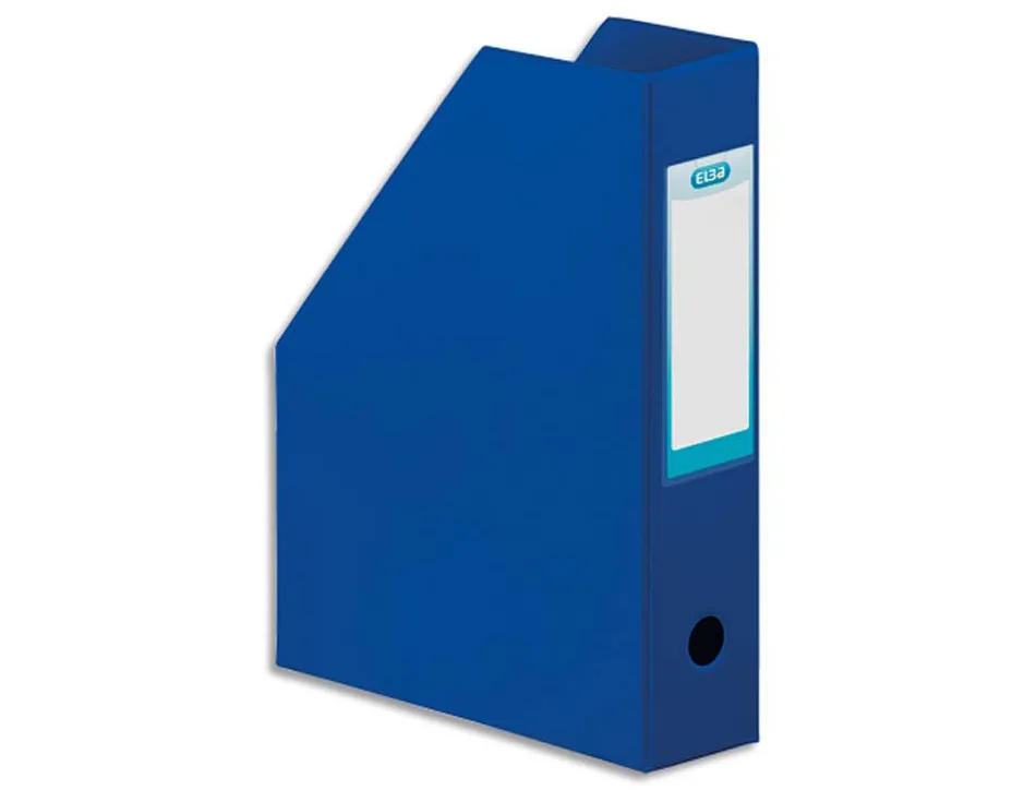 Boîte classement elba pan coupé pvc 320x240mm dos 70mm trou préhension porte-étiquette soudé livré plat coloris bleu