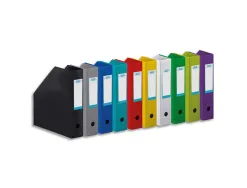 Boîte classement elba pan coupé pvc 320x240mm dos 70mm trou préhension porte-étiquette soudé livré plat coloris assortis