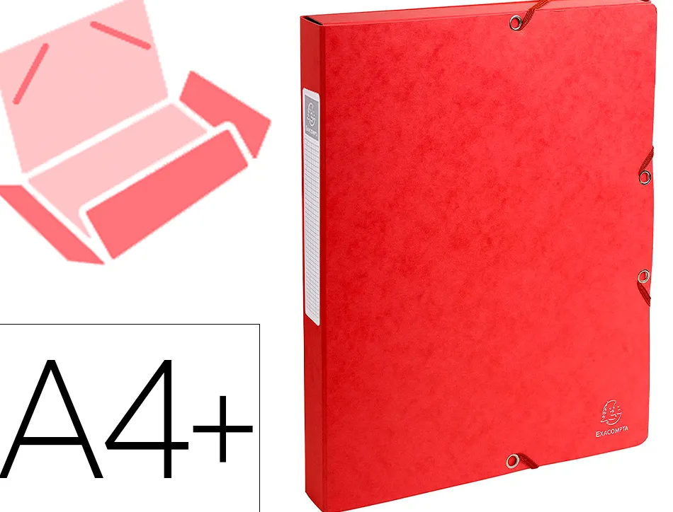 Boîte classement exacompta exabox carte lustrée 7/10e a4+ 25x33cm dos 2,5mm coloris rouge