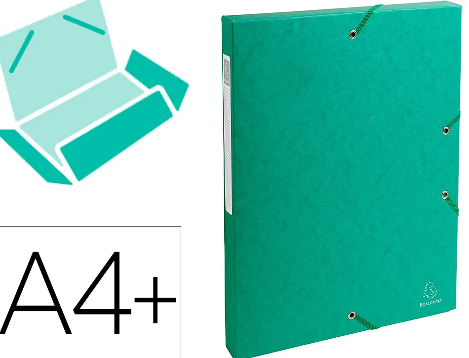 Boîte classement exacompta exabox carte lustrée 7/10e a4+ 25x33cm dos 2,5mm coloris vert