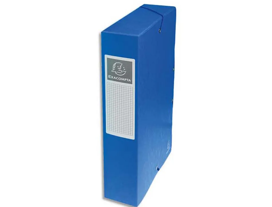 Boîte classement exacompta exabox carte lustrée 7/10e a4+ 25x33cm dos 6cm coloris bleu