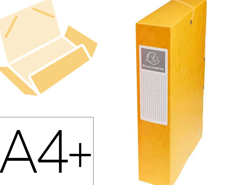 Boîte classement exacompta exabox carte lustrée 7/10e a4+ 25x33cm dos 6cm coloris jaune
