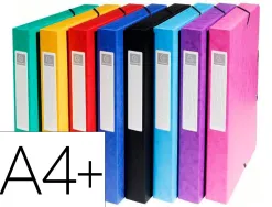 Boîte classement exacompta exabox carte lustrée 7/10e a4+ 25x33cm dos 4cm coloris assortis lot 8 unités