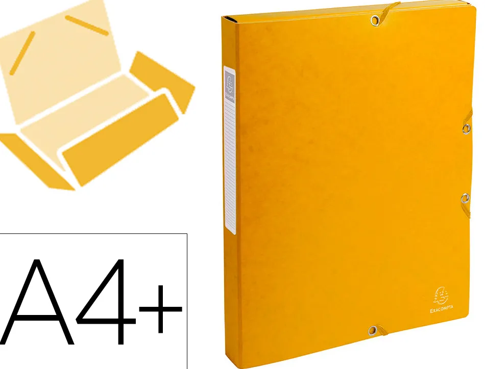 Boîte classement exacompta exabox carte lustrée 7/10e a4+ 25x33cm dos 2,5cm coloris jaune