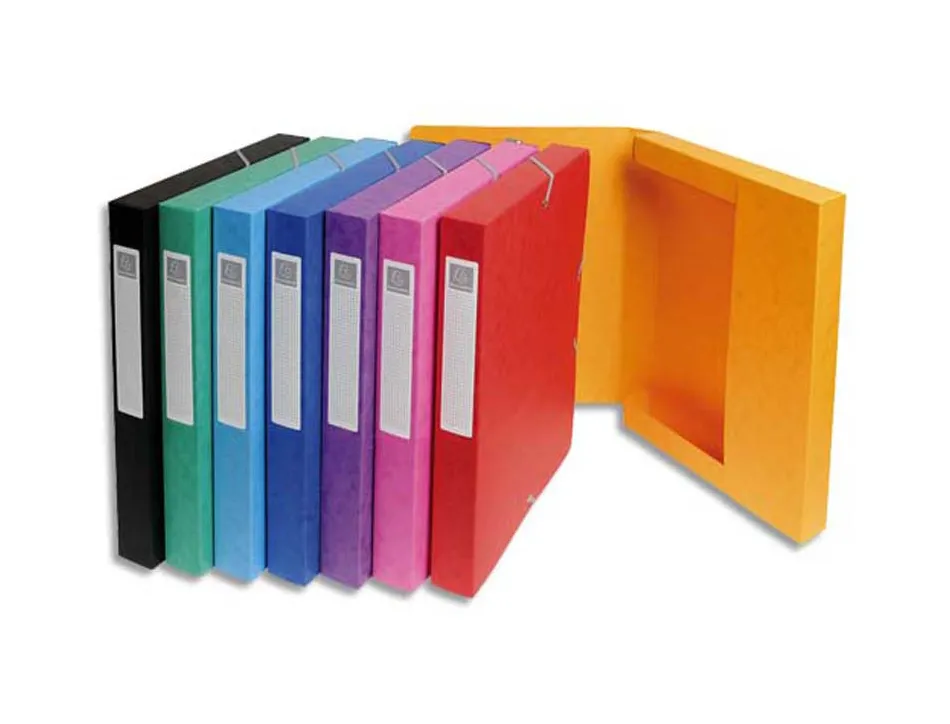 Boîte classement exacompta exabox carte lustrée 7/10e a4+ 25x33cm dos 2,5cm coloris assortis lot 8 unités