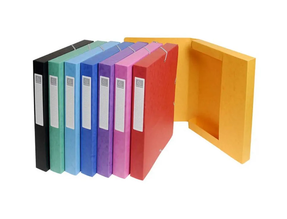Boîte classement exacompta exabox carte lustrée 7/10e a4+ 25x33cm dos 2,5cm coloris assortis lot 8 unités
