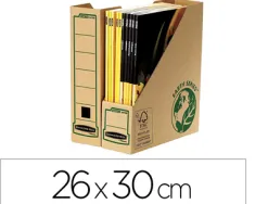 Boîte classement fellowes pan coupé carton ondulé recyclé 26x30cm dos 8cm zone étiquetage avant/arrière coloris kraft