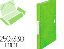 Boîte classement leitz wow polypropylène 250x330mm dos 30mm fermeture élastique étiquette coloris vert