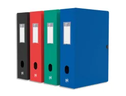 Boîte classement oxford memphis polypropylène opaque 7/10e dos 80mm bouton pression coloris assortis standard
